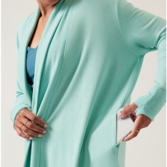 ATHLETA Plus Cozy Soft Pranayama Wrap Reef Green Heather Cardigan XXS - Picture 2 of 5
